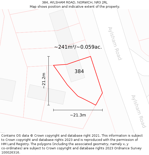 384, AYLSHAM ROAD, NORWICH, NR3 2RL: Plot and title map