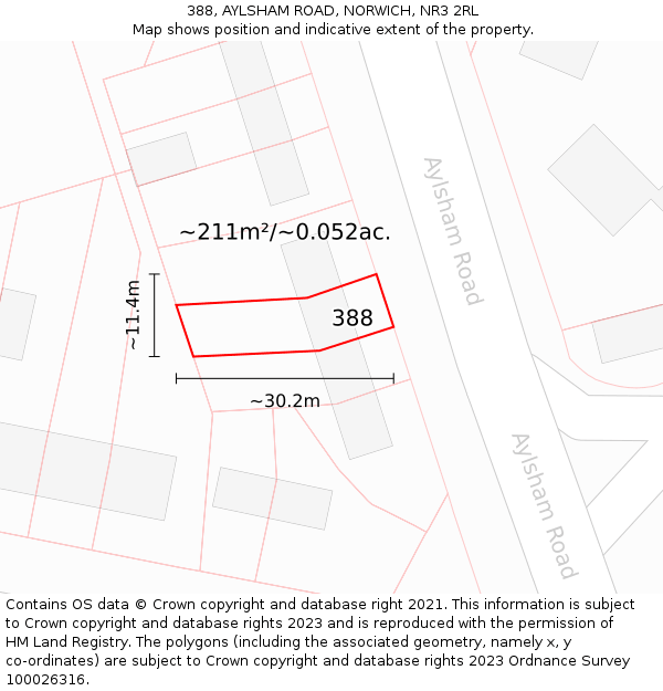388, AYLSHAM ROAD, NORWICH, NR3 2RL: Plot and title map