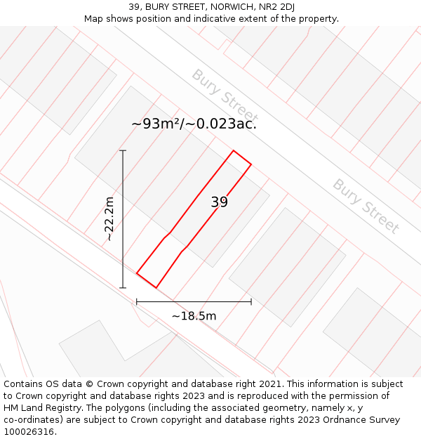 39, BURY STREET, NORWICH, NR2 2DJ: Plot and title map