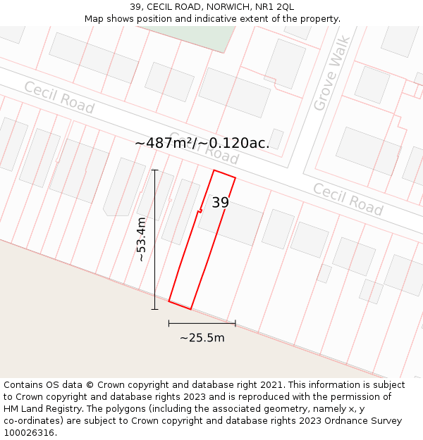 39, CECIL ROAD, NORWICH, NR1 2QL: Plot and title map