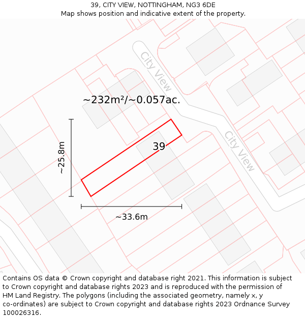 39, CITY VIEW, NOTTINGHAM, NG3 6DE: Plot and title map