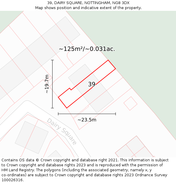 39, DAIRY SQUARE, NOTTINGHAM, NG8 3DX: Plot and title map