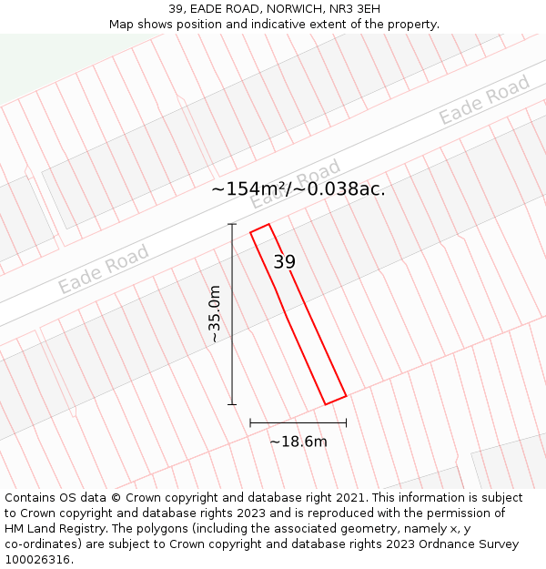 39, EADE ROAD, NORWICH, NR3 3EH: Plot and title map