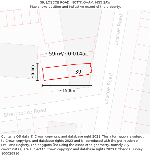 39, LOSCOE ROAD, NOTTINGHAM, NG5 2AW: Plot and title map