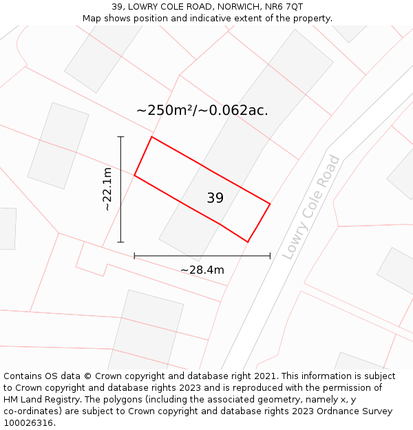 39, LOWRY COLE ROAD, NORWICH, NR6 7QT: Plot and title map
