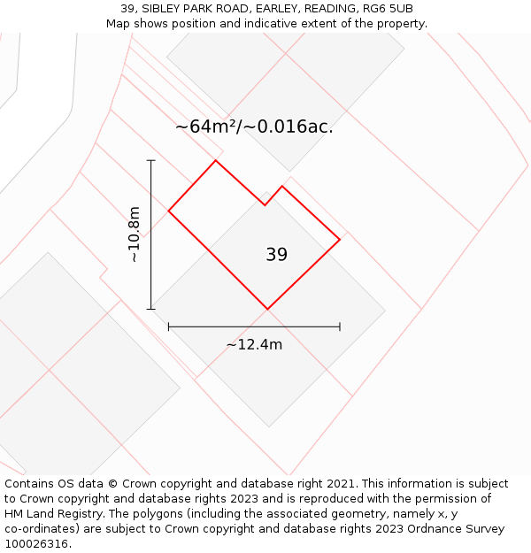 39, SIBLEY PARK ROAD, EARLEY, READING, RG6 5UB: Plot and title map