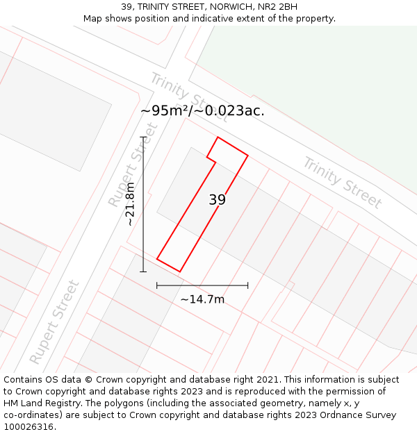 39, TRINITY STREET, NORWICH, NR2 2BH: Plot and title map