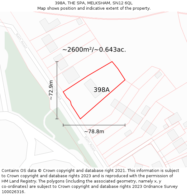 398A, THE SPA, MELKSHAM, SN12 6QL: Plot and title map