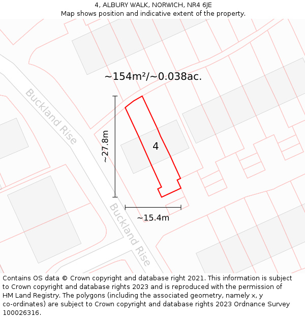4, ALBURY WALK, NORWICH, NR4 6JE: Plot and title map