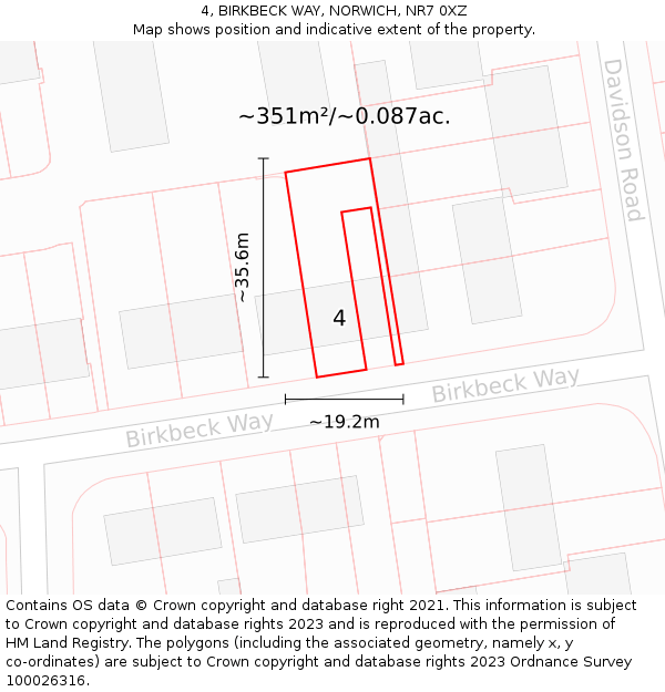 4, BIRKBECK WAY, NORWICH, NR7 0XZ: Plot and title map