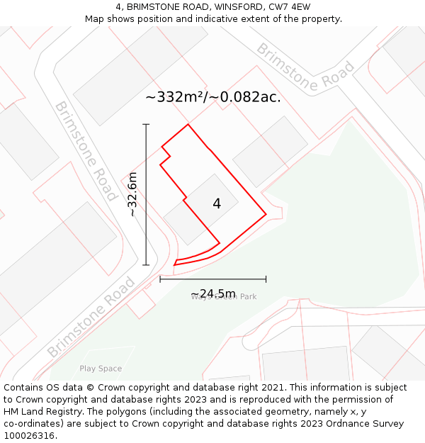4, BRIMSTONE ROAD, WINSFORD, CW7 4EW: Plot and title map