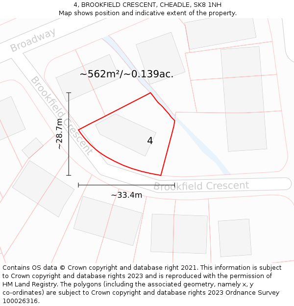 4, BROOKFIELD CRESCENT, CHEADLE, SK8 1NH: Plot and title map