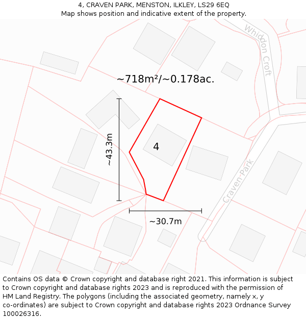 4, CRAVEN PARK, MENSTON, ILKLEY, LS29 6EQ: Plot and title map