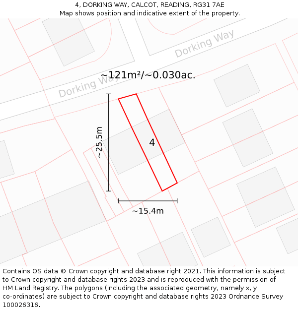 4, DORKING WAY, CALCOT, READING, RG31 7AE: Plot and title map