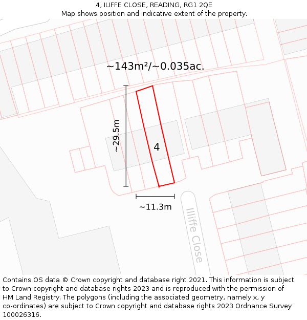 4, ILIFFE CLOSE, READING, RG1 2QE: Plot and title map