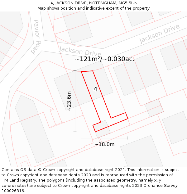 4, JACKSON DRIVE, NOTTINGHAM, NG5 5UN: Plot and title map