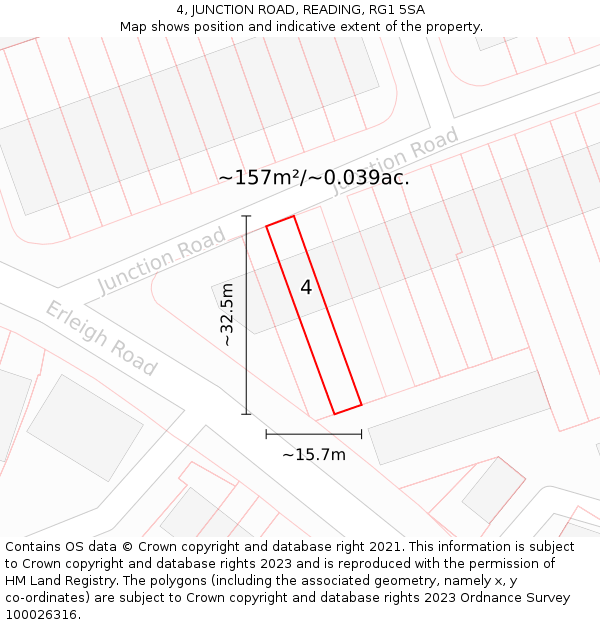 4, JUNCTION ROAD, READING, RG1 5SA: Plot and title map