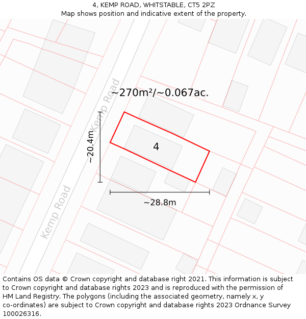4, KEMP ROAD, WHITSTABLE, CT5 2PZ: Plot and title map