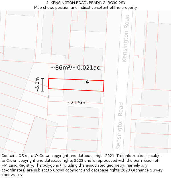4, KENSINGTON ROAD, READING, RG30 2SY: Plot and title map