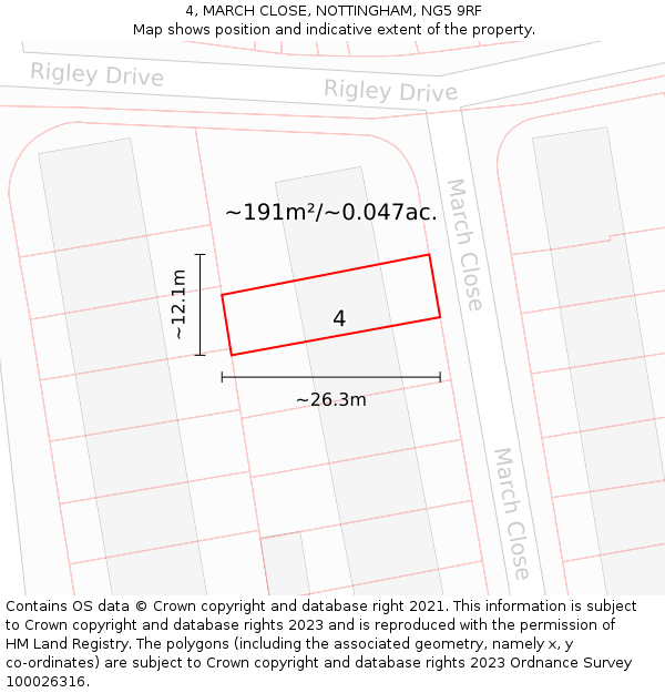 4, MARCH CLOSE, NOTTINGHAM, NG5 9RF: Plot and title map