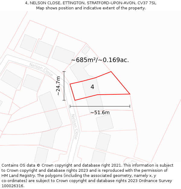 4, NELSON CLOSE, ETTINGTON, STRATFORD-UPON-AVON, CV37 7SL: Plot and title map