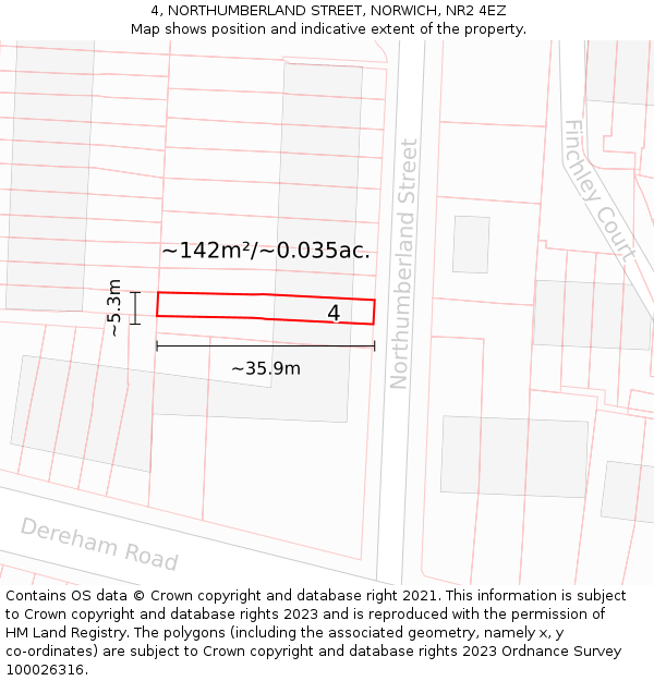 4, NORTHUMBERLAND STREET, NORWICH, NR2 4EZ: Plot and title map