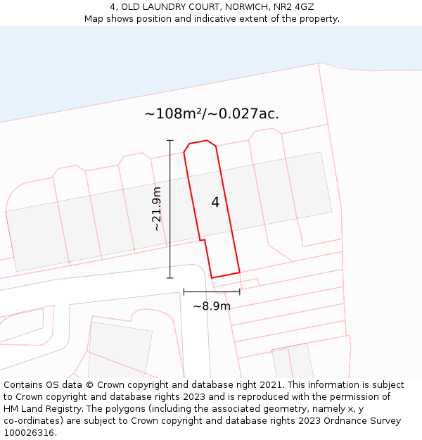 4, OLD LAUNDRY COURT, NORWICH, NR2 4GZ: Plot and title map