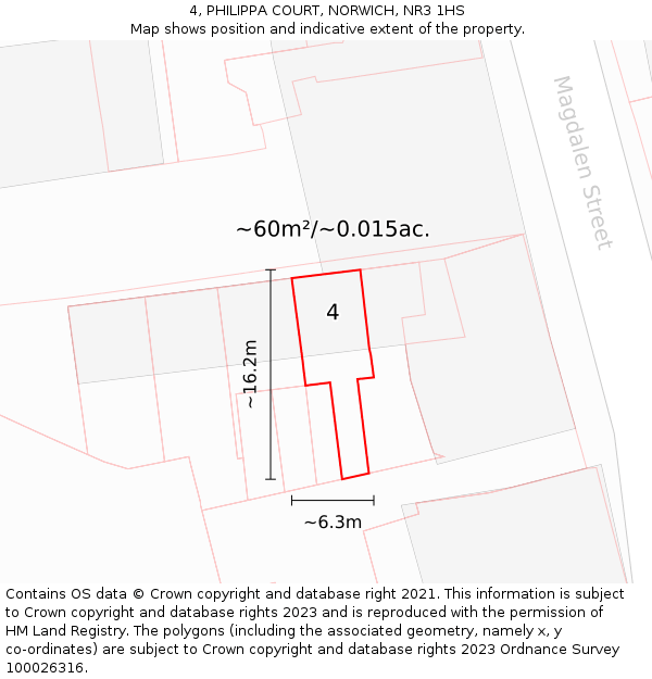 4, PHILIPPA COURT, NORWICH, NR3 1HS: Plot and title map