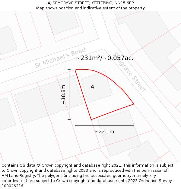 4, SEAGRAVE STREET, KETTERING, NN15 6EP: Plot and title map
