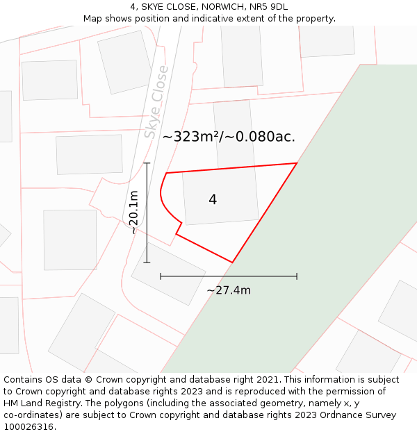 4, SKYE CLOSE, NORWICH, NR5 9DL: Plot and title map