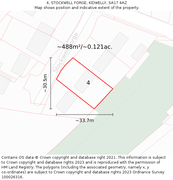 4, STOCKWELL FORGE, KIDWELLY, SA17 4AZ: Plot and title map