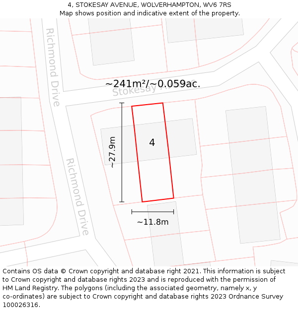 4, STOKESAY AVENUE, WOLVERHAMPTON, WV6 7RS: Plot and title map