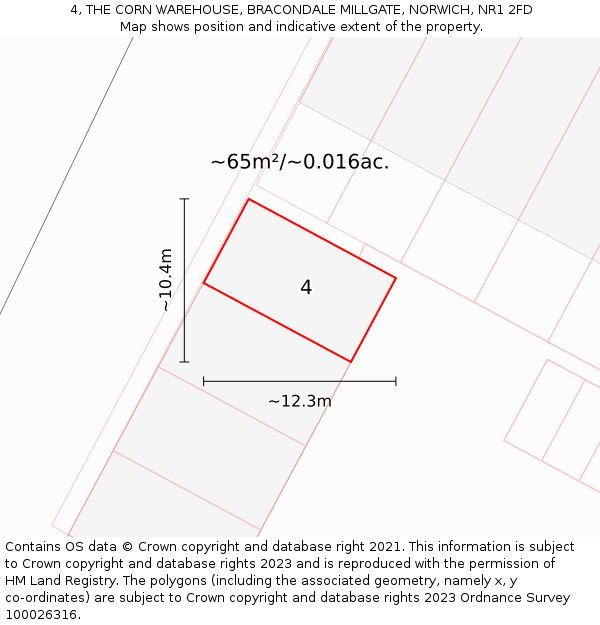 4, THE CORN WAREHOUSE, BRACONDALE MILLGATE, NORWICH, NR1 2FD: Plot and title map