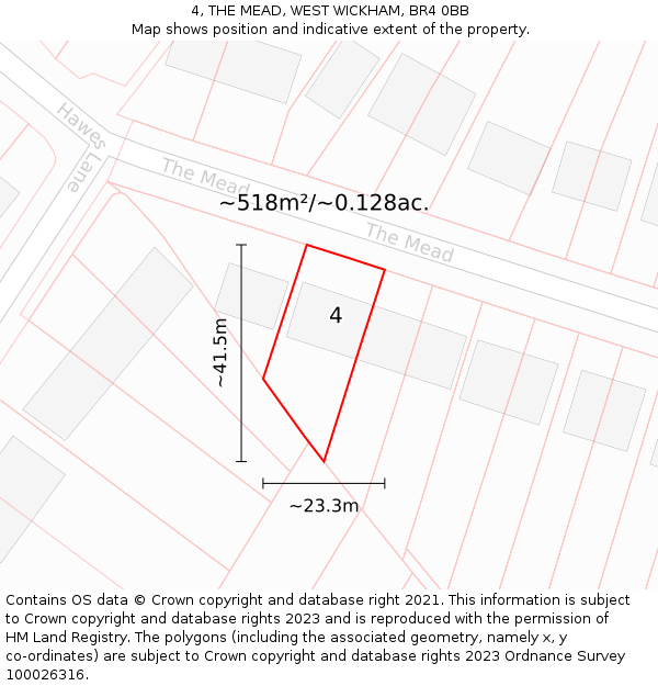 4, THE MEAD, WEST WICKHAM, BR4 0BB: Plot and title map