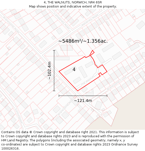 4, THE WALNUTS, NORWICH, NR4 6SR: Plot and title map