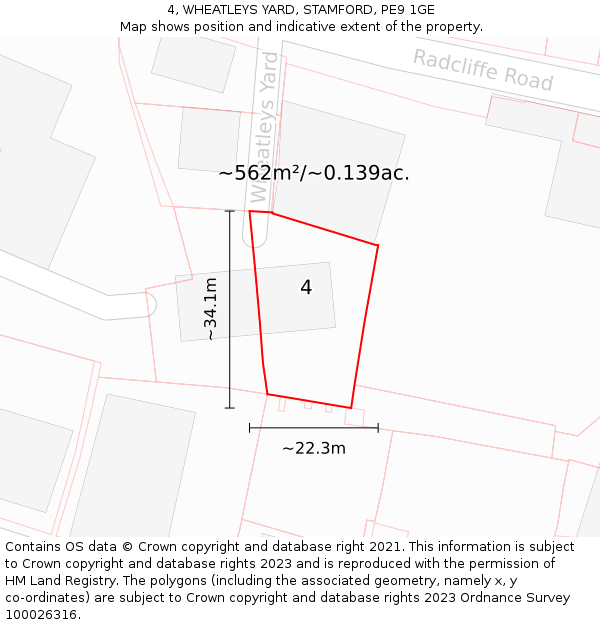 4, WHEATLEYS YARD, STAMFORD, PE9 1GE: Plot and title map