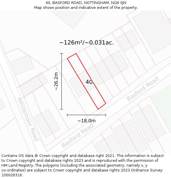 40, BASFORD ROAD, NOTTINGHAM, NG6 0JN: Plot and title map