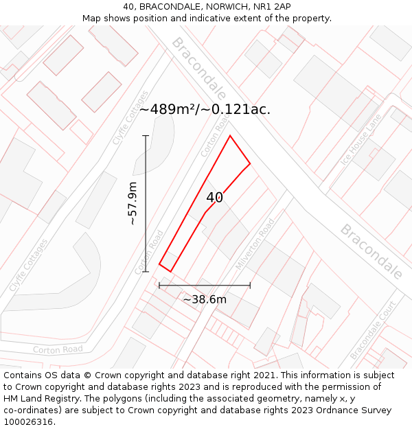 40, BRACONDALE, NORWICH, NR1 2AP: Plot and title map