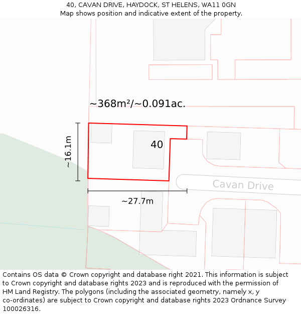 40, CAVAN DRIVE, HAYDOCK, ST HELENS, WA11 0GN: Plot and title map