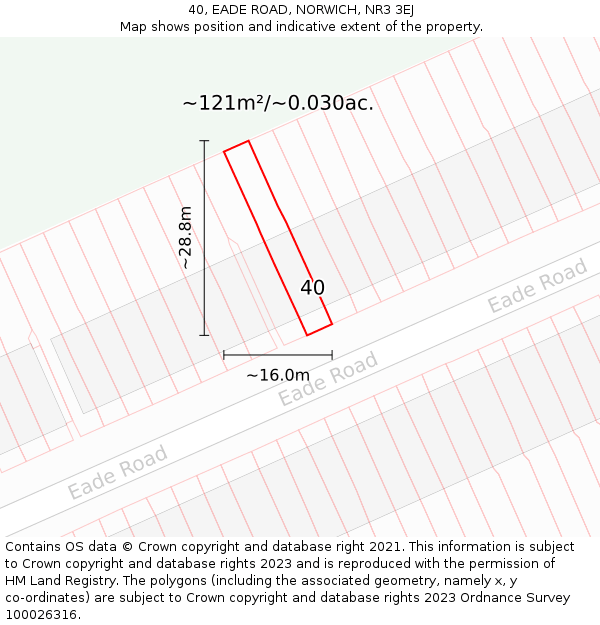 40, EADE ROAD, NORWICH, NR3 3EJ: Plot and title map