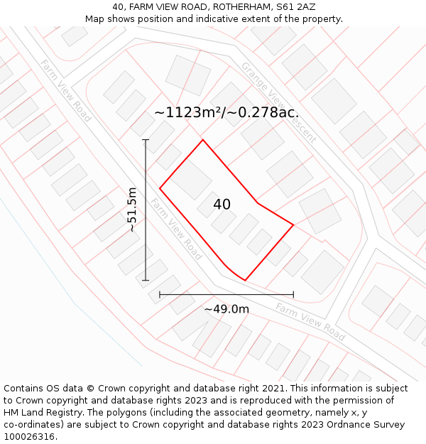 40, FARM VIEW ROAD, ROTHERHAM, S61 2AZ: Plot and title map