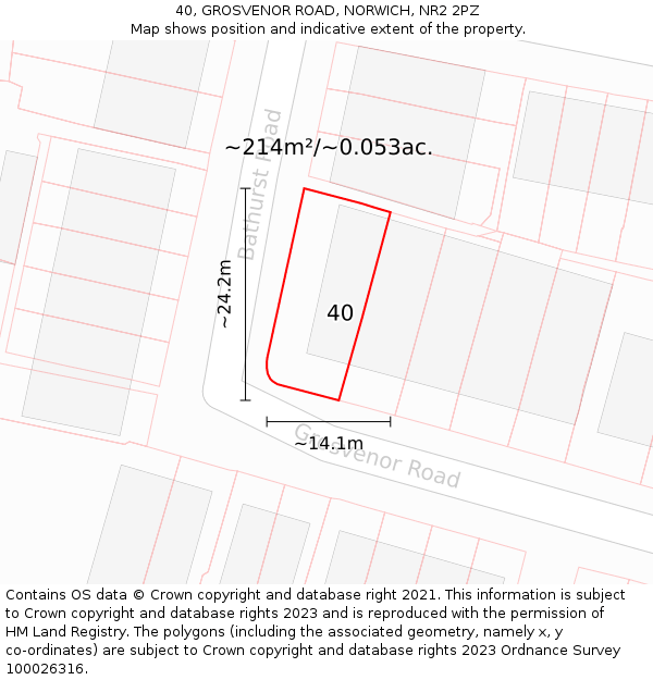 40, GROSVENOR ROAD, NORWICH, NR2 2PZ: Plot and title map