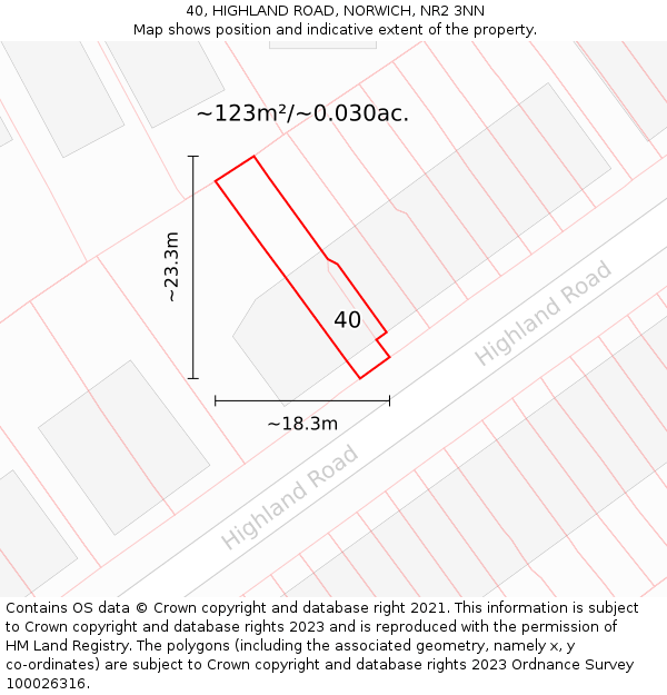 40, HIGHLAND ROAD, NORWICH, NR2 3NN: Plot and title map
