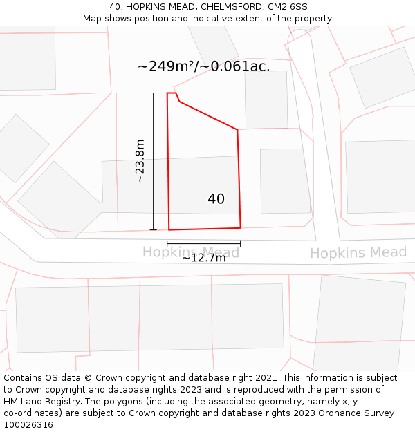 40, HOPKINS MEAD, CHELMSFORD, CM2 6SS: Plot and title map