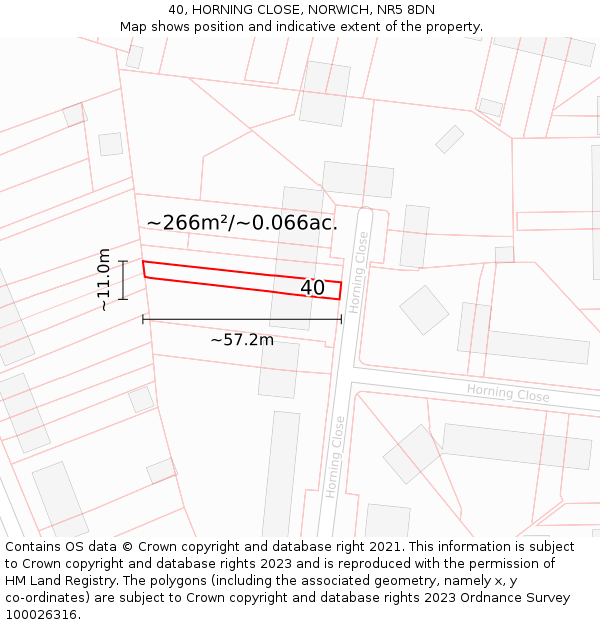 40, HORNING CLOSE, NORWICH, NR5 8DN: Plot and title map
