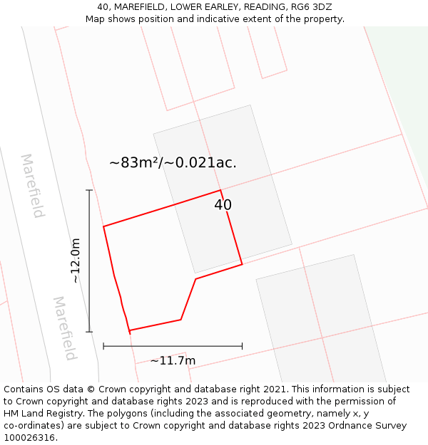 40, MAREFIELD, LOWER EARLEY, READING, RG6 3DZ: Plot and title map