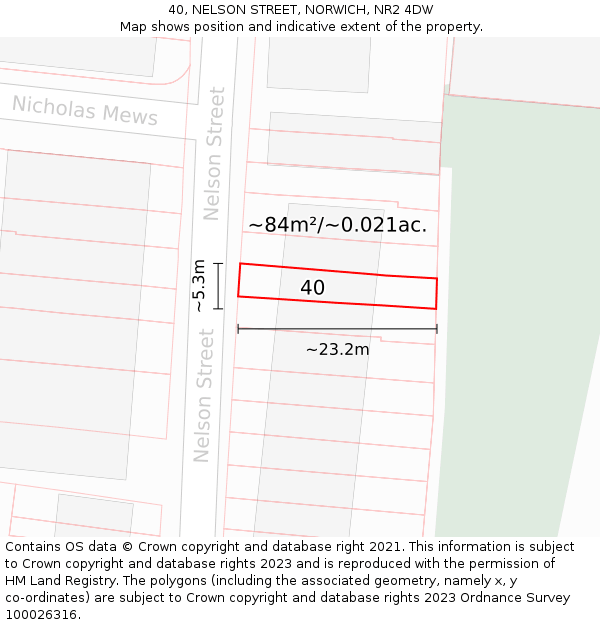 40, NELSON STREET, NORWICH, NR2 4DW: Plot and title map