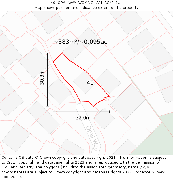 40, OPAL WAY, WOKINGHAM, RG41 3UL: Plot and title map