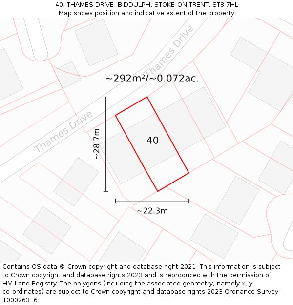 40, THAMES DRIVE, BIDDULPH, STOKE-ON-TRENT, ST8 7HL: Plot and title map