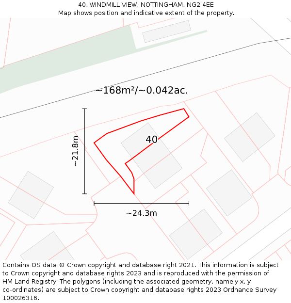 40, WINDMILL VIEW, NOTTINGHAM, NG2 4EE: Plot and title map